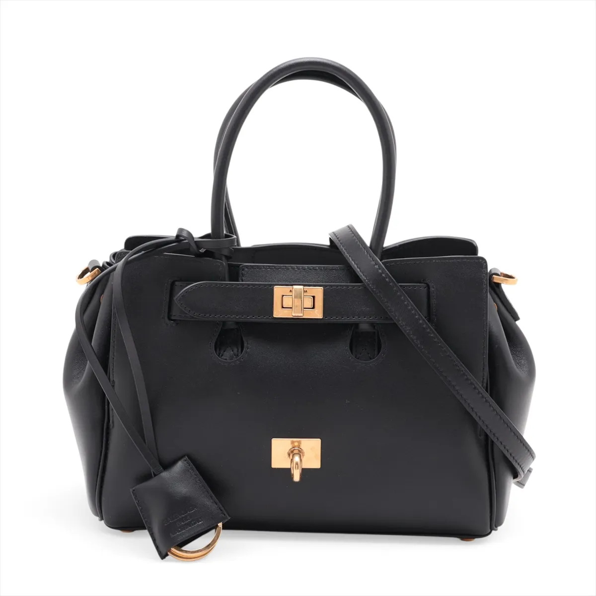 Balenciaga Bel Air Leather 2 Way Handbag Black