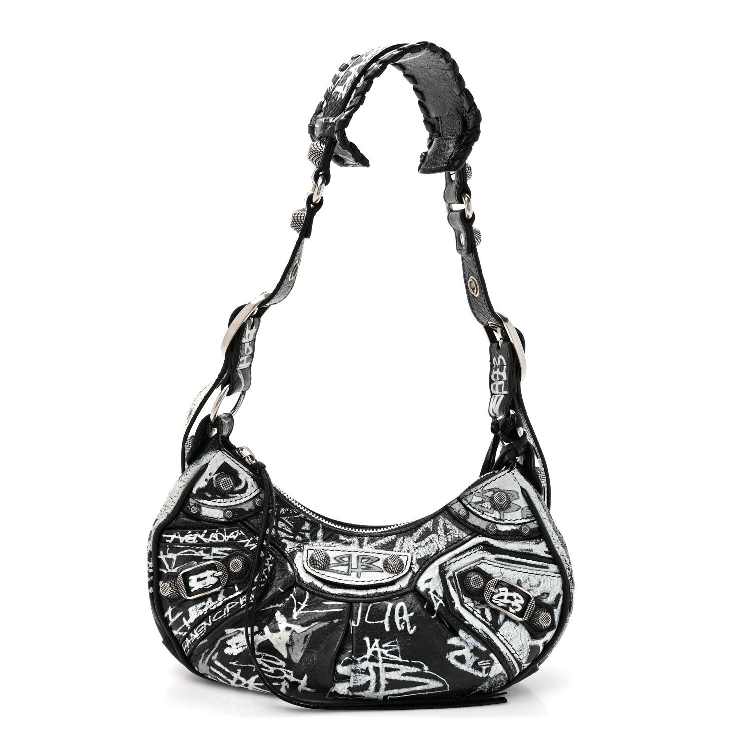 Balenciaga Agneau Arena Graffiti Le Cagole Shoulder Bag XS Black