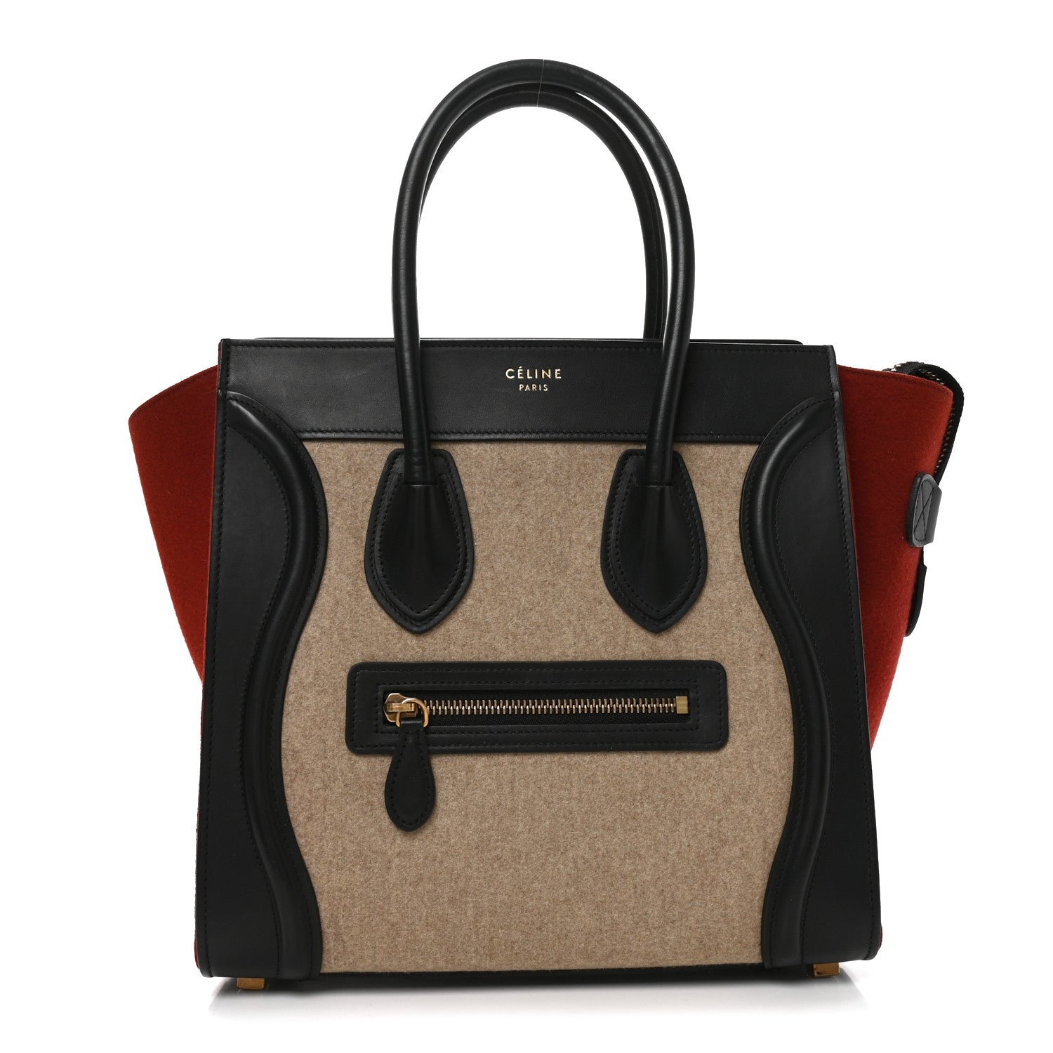 Celine Felt Smooth Calfskin Micro Tri-Color Luggage Brown Black