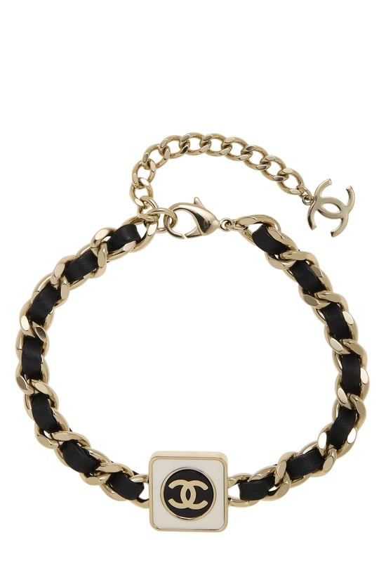 Gold & Black Enamel 'CC' Choker
