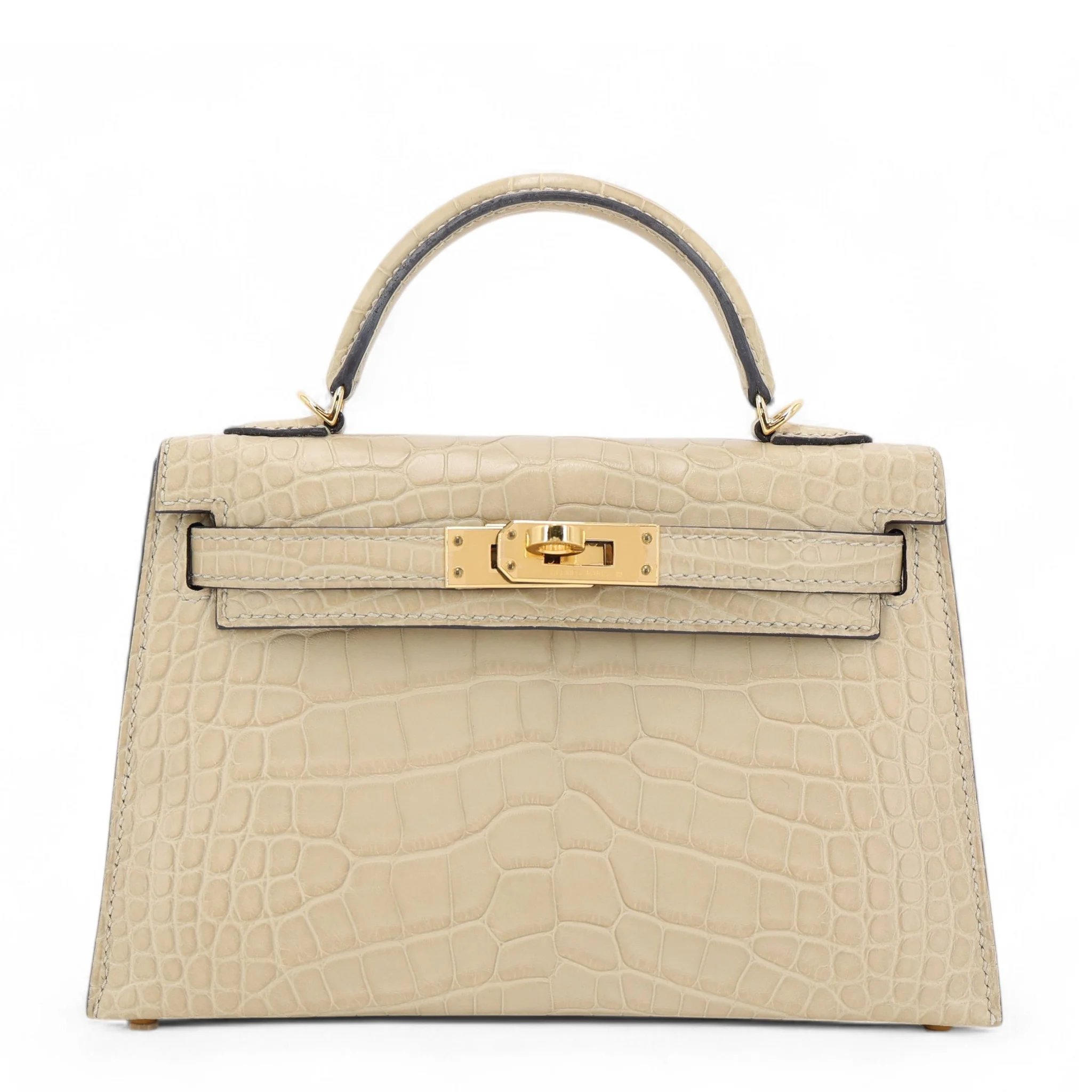 Very Good ( Rank A) HERMÈS Mini Kelly II Trench (S2) Matte Alligator Gold hardware U (2022)