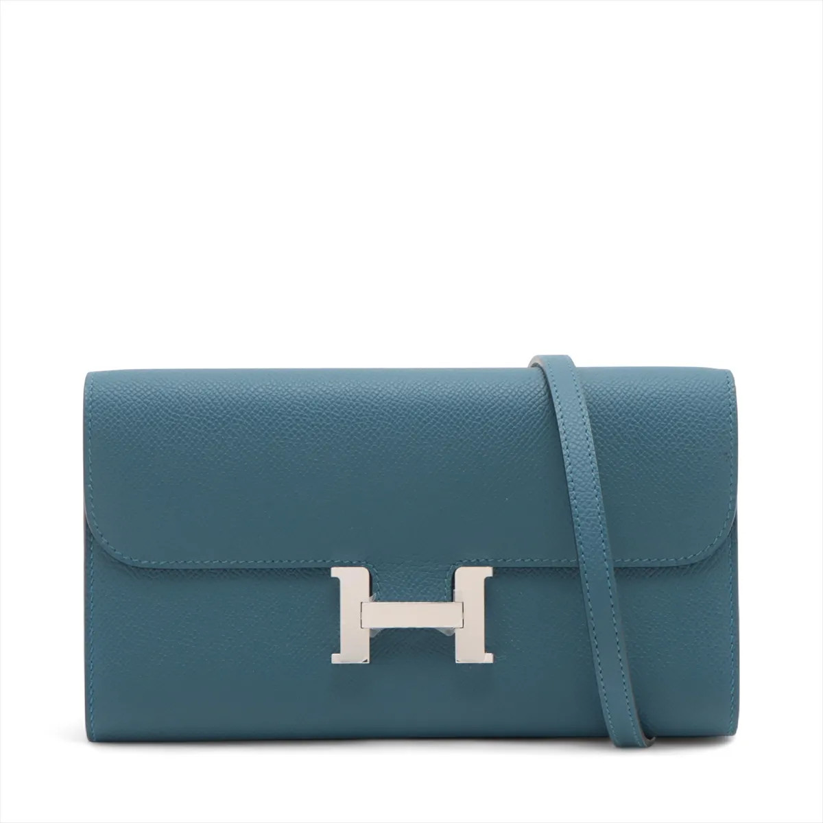 Hermès Constance Long Togo Veau Epsom Blue tempête Silver Metal Fittings