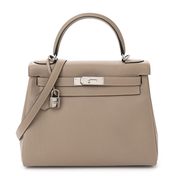 Hermes Togo Kelly Retourne 28 Gris Tourterelle