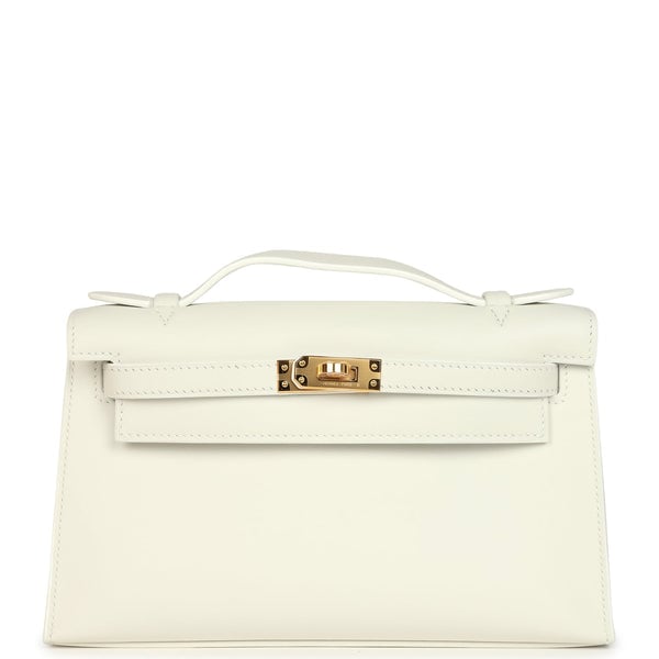 Hermes Hermes Kelly Pochette New White Swift Gold Hardware