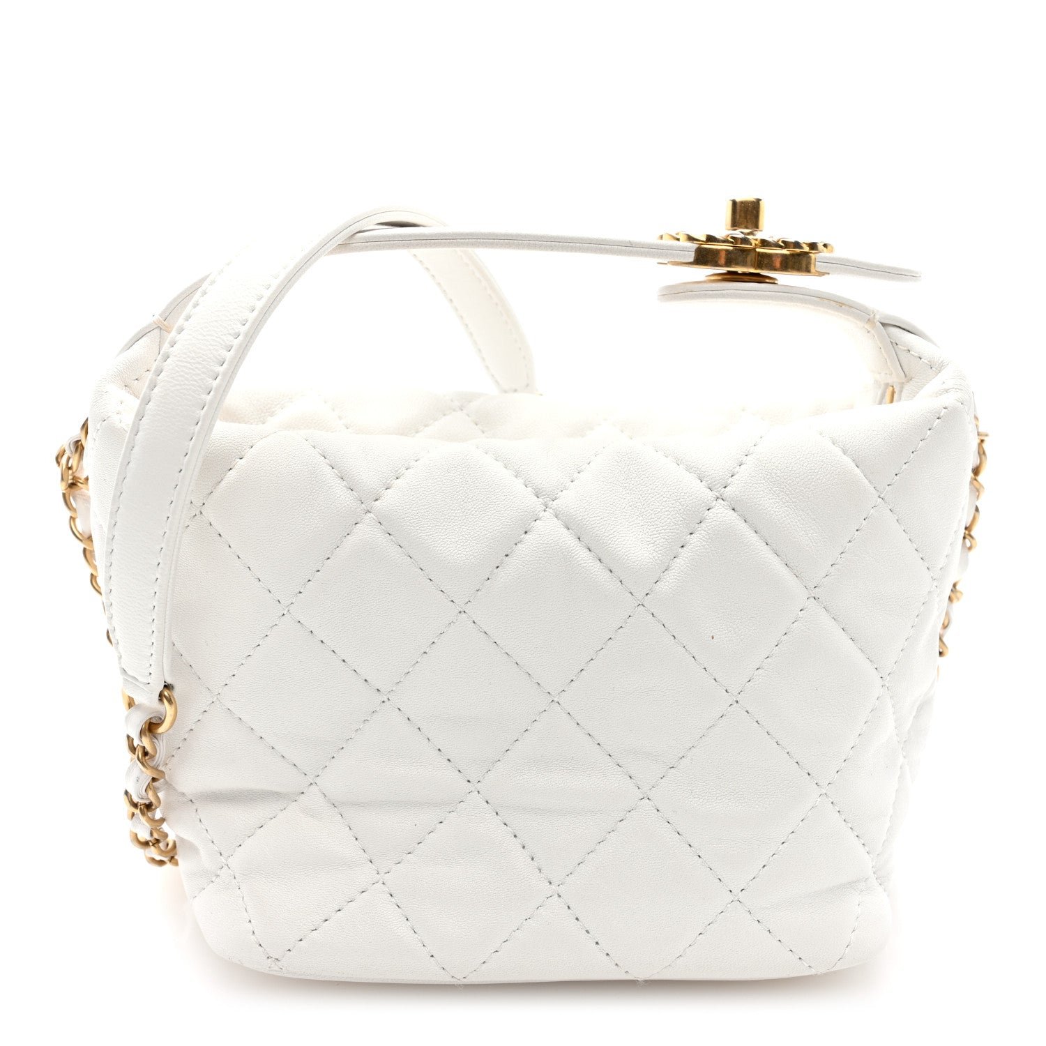 Chanel Lambskin Quilted Small Perfect Meeting Hobo White
