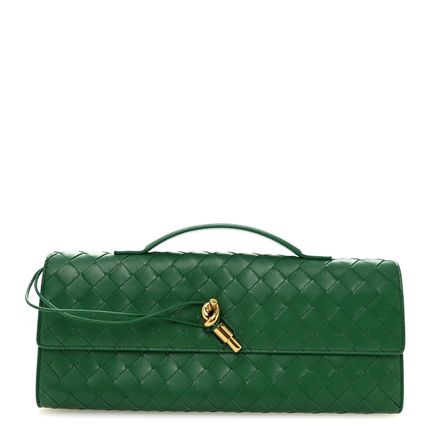 Bottega Veneta Nappa Intrecciato Long Andiamo Top Handle Clutch Jungle