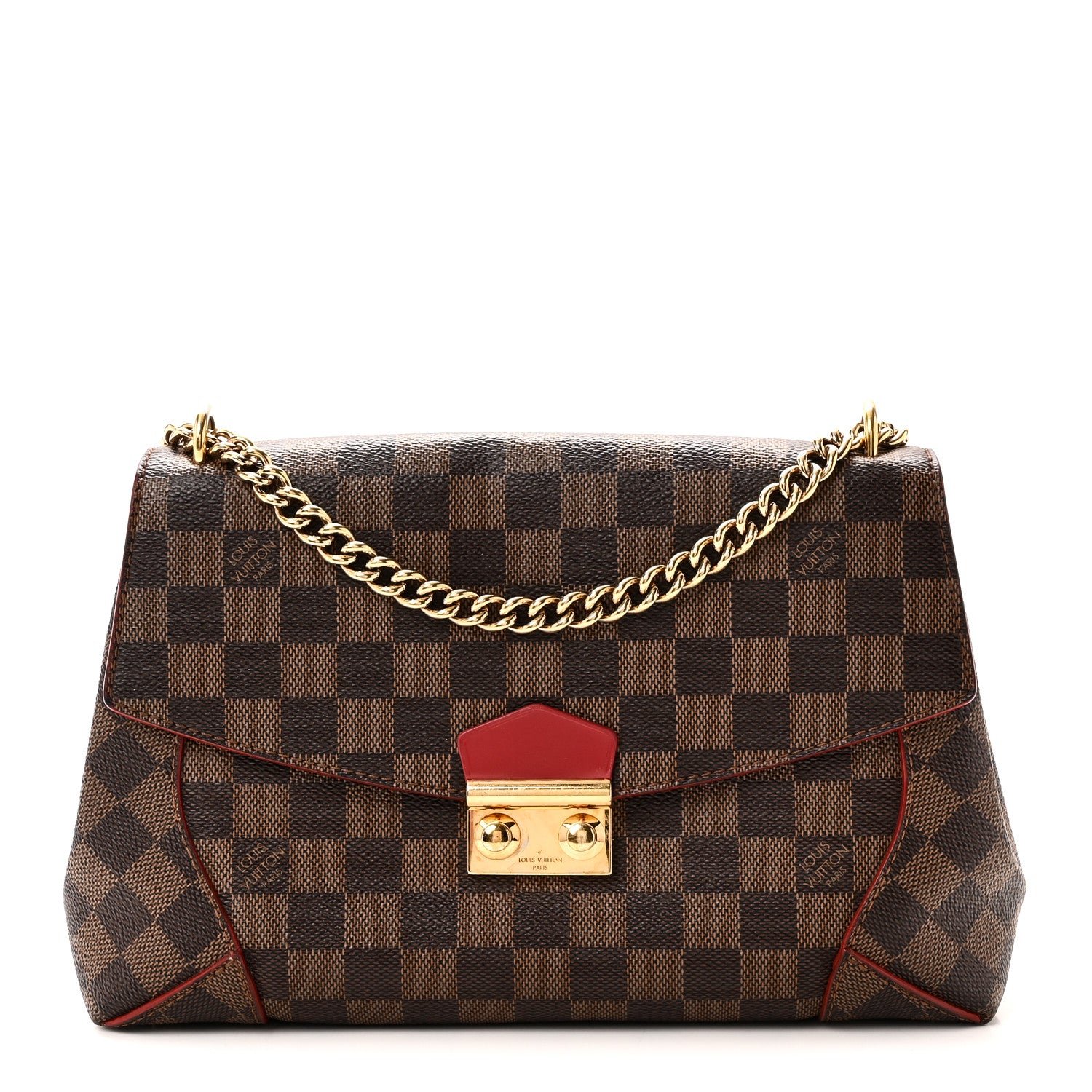 Louis Vuitton Damier Ebene Caissa Clutch Cherry
