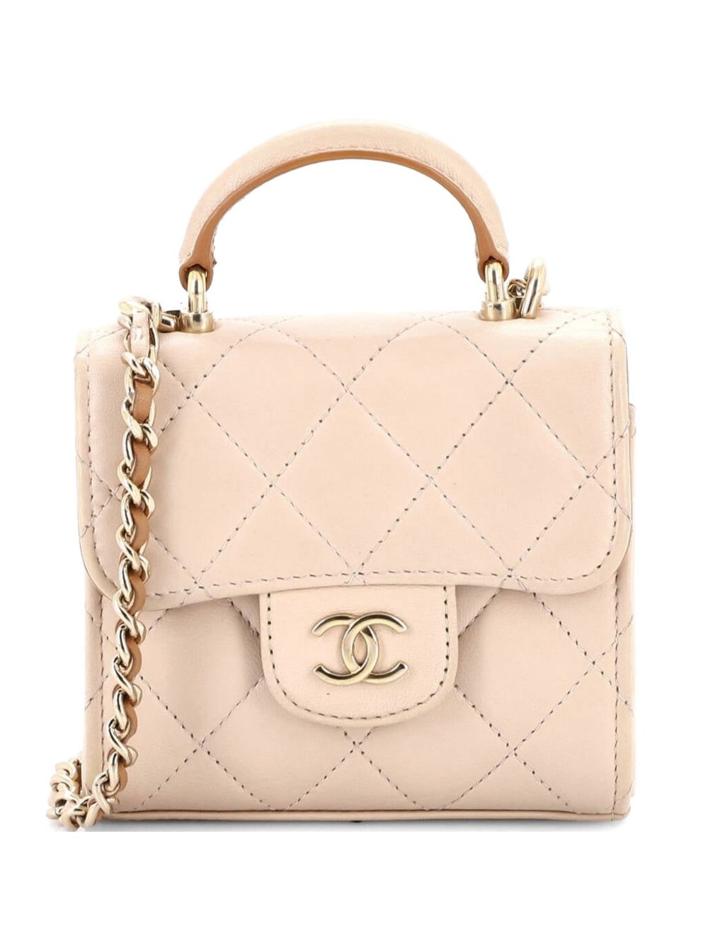 Square Classic Flap Top Handle Clutch with Chain Quilted Lambskin crossbody bag
