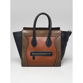 Celine Celine Tri-Color Calfskin Leather Mini Luggage Tote Bag