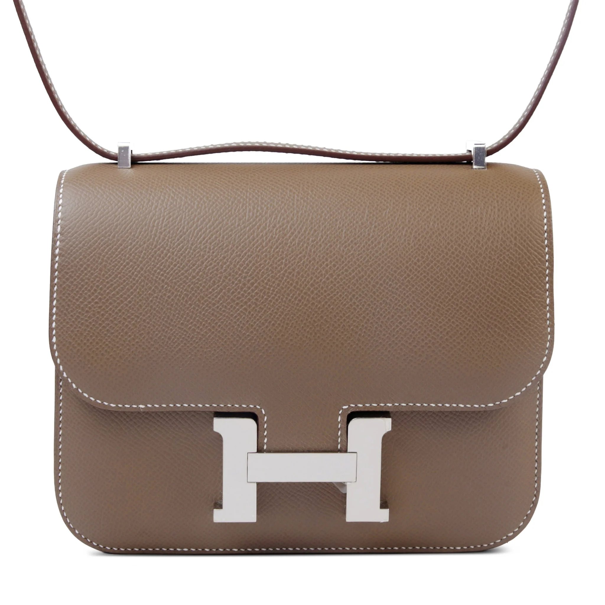 Brand New ( Rank N ) HERMÈS Constance Mini Etoupe (18) Epsom Palladium hardware K (2025)
