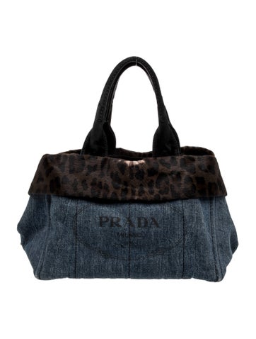 Cavallino Cheetah Print Denim Top Handle Bag