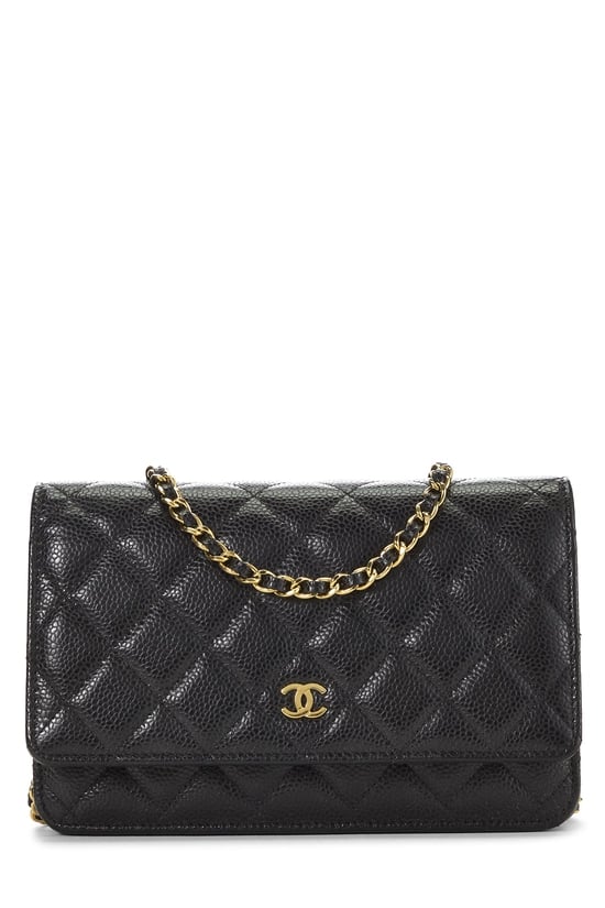 Black Caviar Classic Quilted Wallet On Chain (WOC)