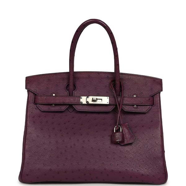 Pre-owned Hermes Birkin 30 Violet Ostrich Palladium Hardware
