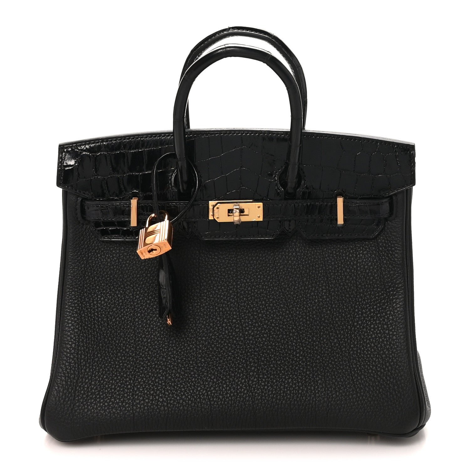 Hermes Togo Shiny Niloticus Crocodile Birkin Touch 25 Black