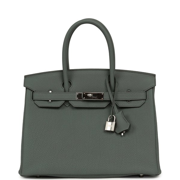 Pre-owned Hermes Birkin 30 Vert Amande Togo Palladium Hardware