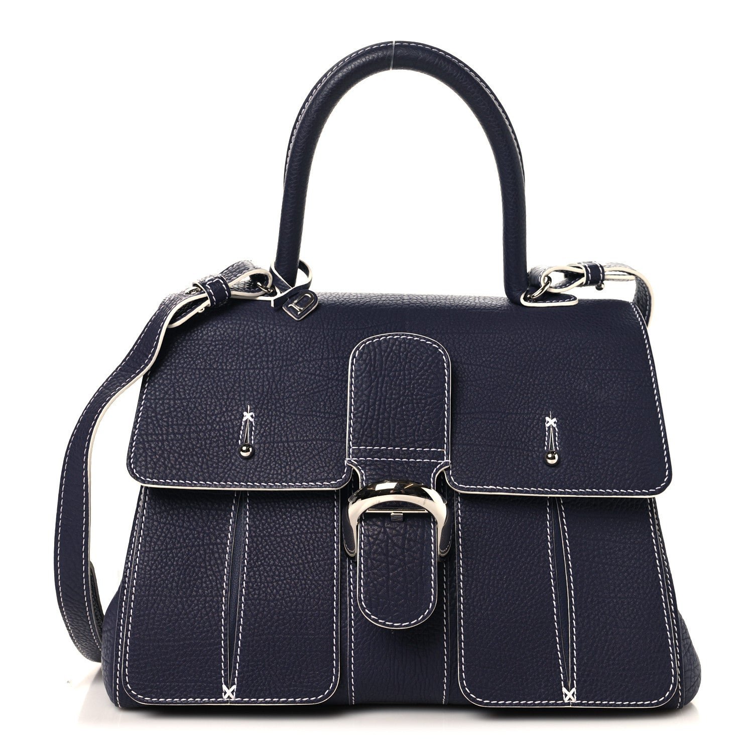 Delvaux Rodeo Calfskin MM Brillant Satchel Indigo White