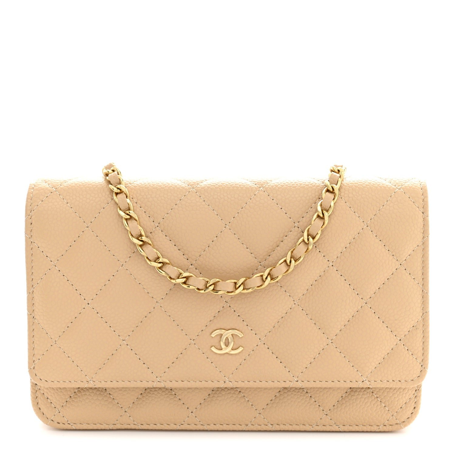 Chanel Caviar Quilted Wallet on Chain WOC Beige