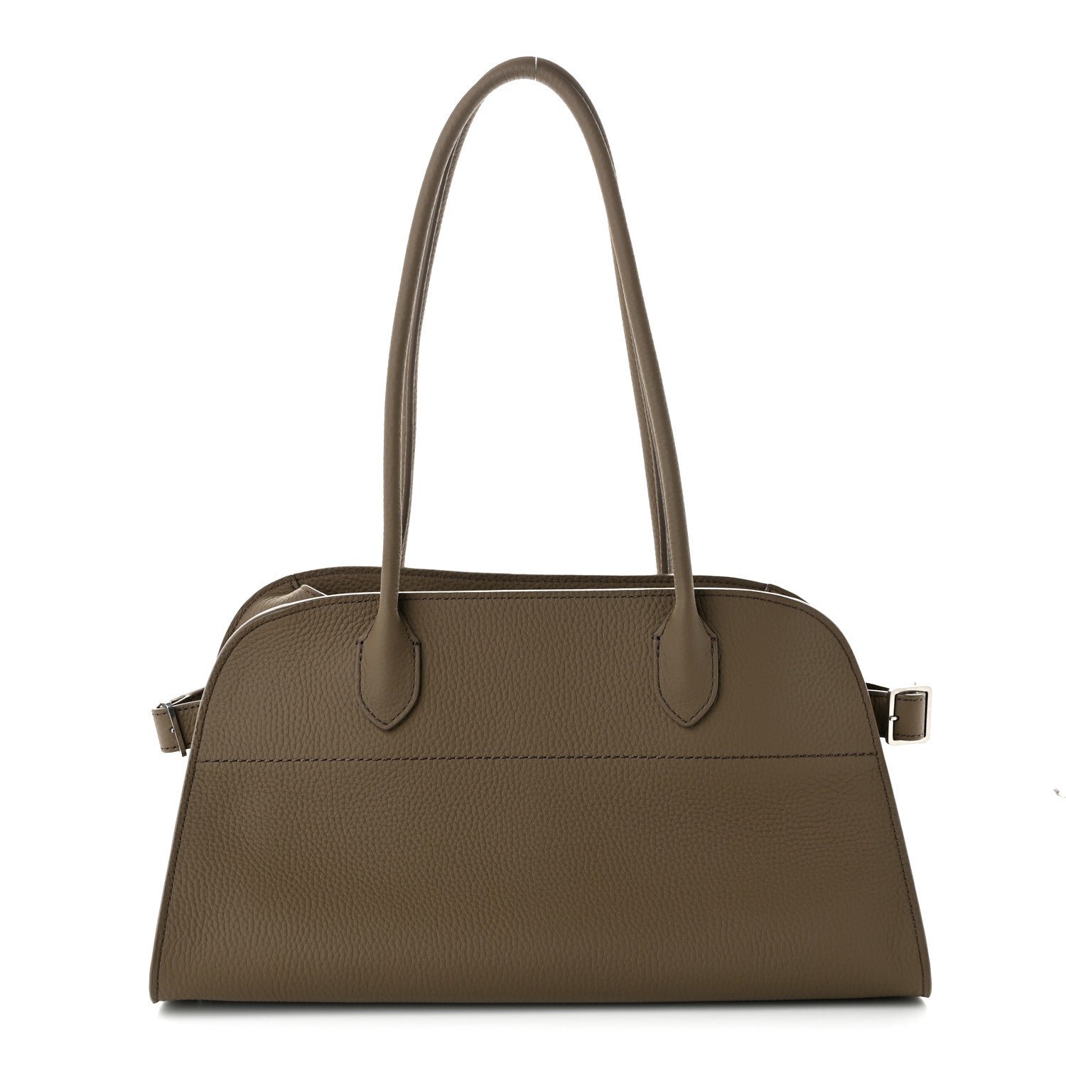 The Row Matte Grained Calfskin Margaux Shoulder 12  Dark Taupe