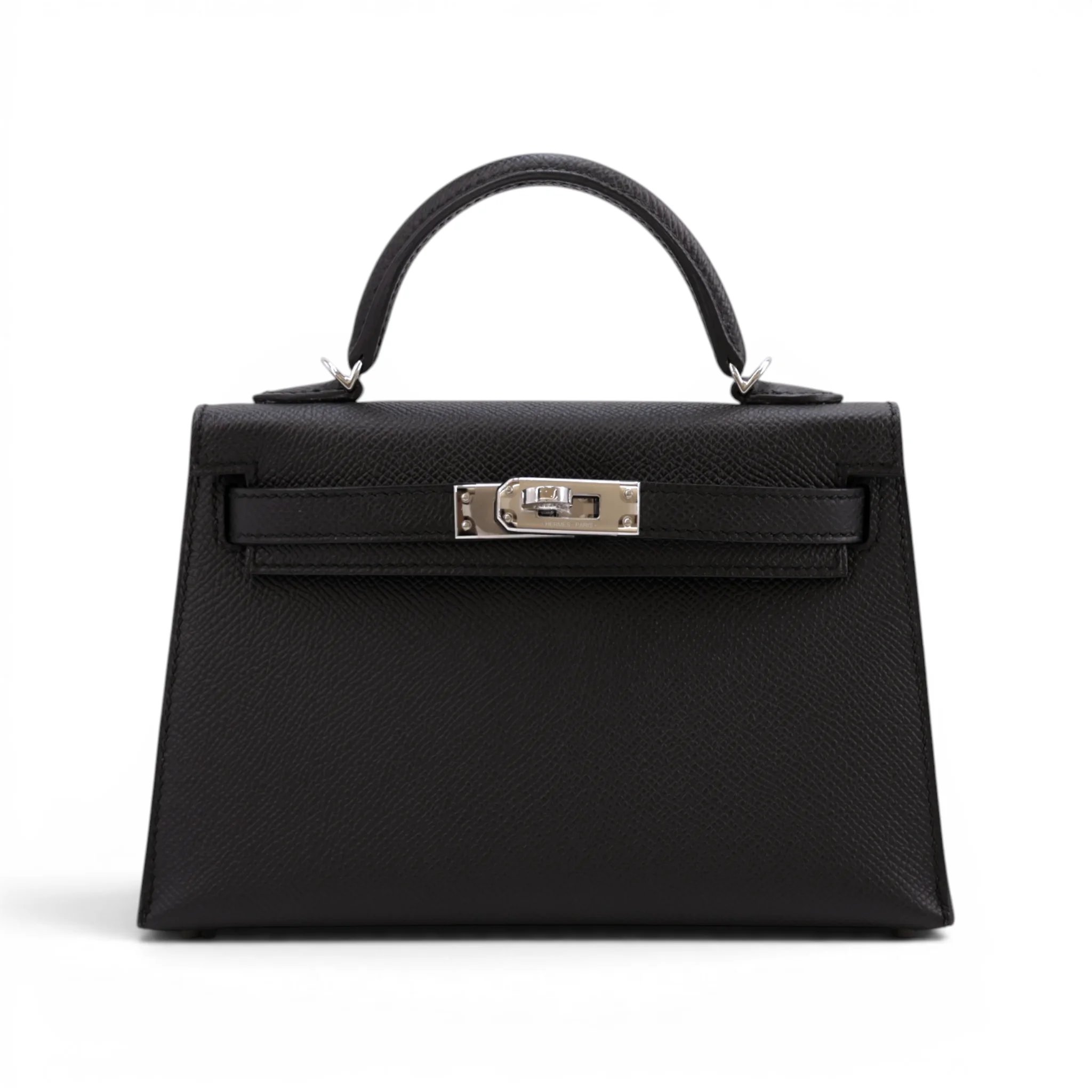 Excellent ( Rank SA ) HERMÈS Mini Kelly II Noir (89) Epsom Palladium hardware K (2025)