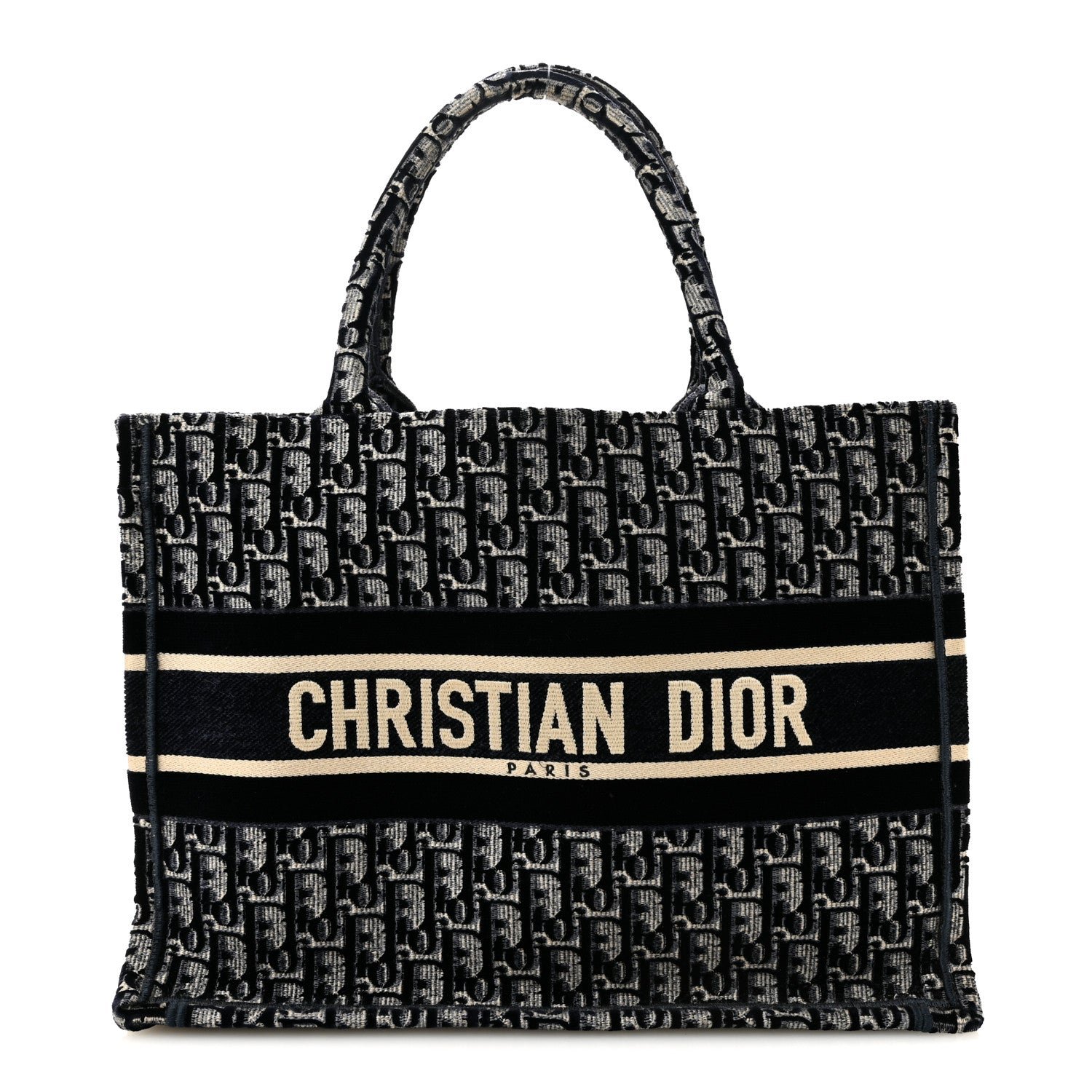 Christian Dior Oblique Velvet Medium Book Tote Blue Multicolor