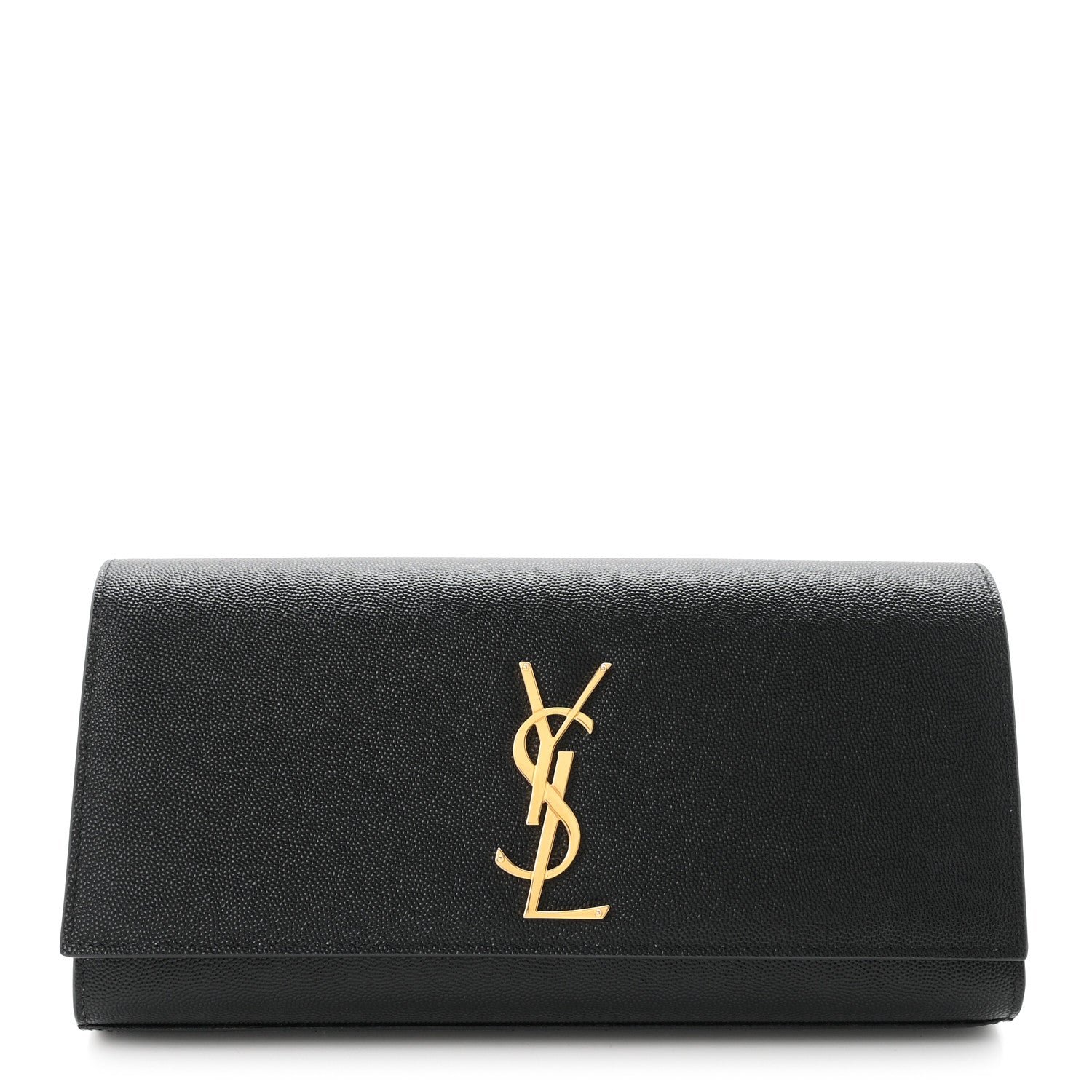 Saint Laurent Grain De Poudre Monogram Cassandre Clutch Black