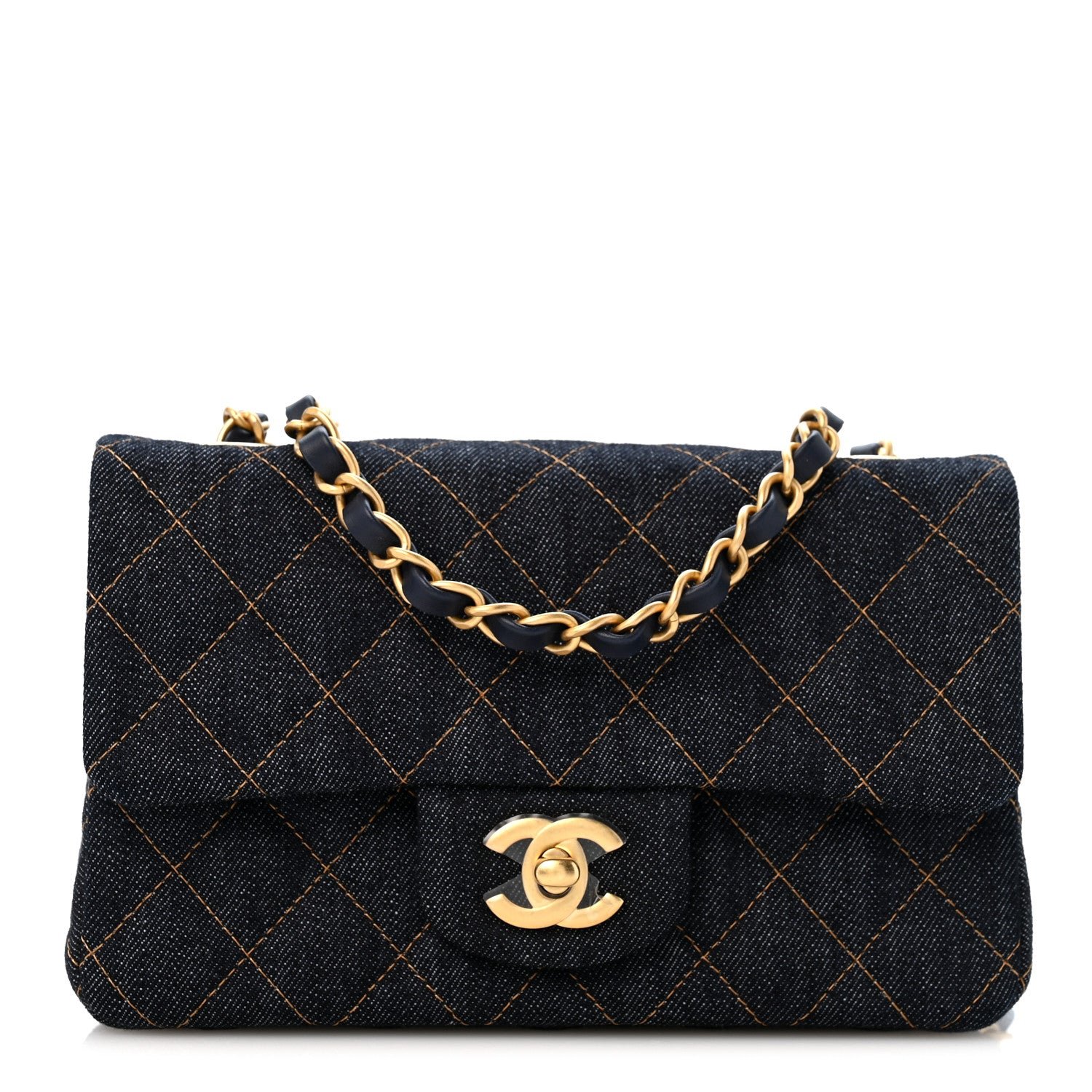 Chanel Denim Quilted Mini Rectangular Flap Dark Blue