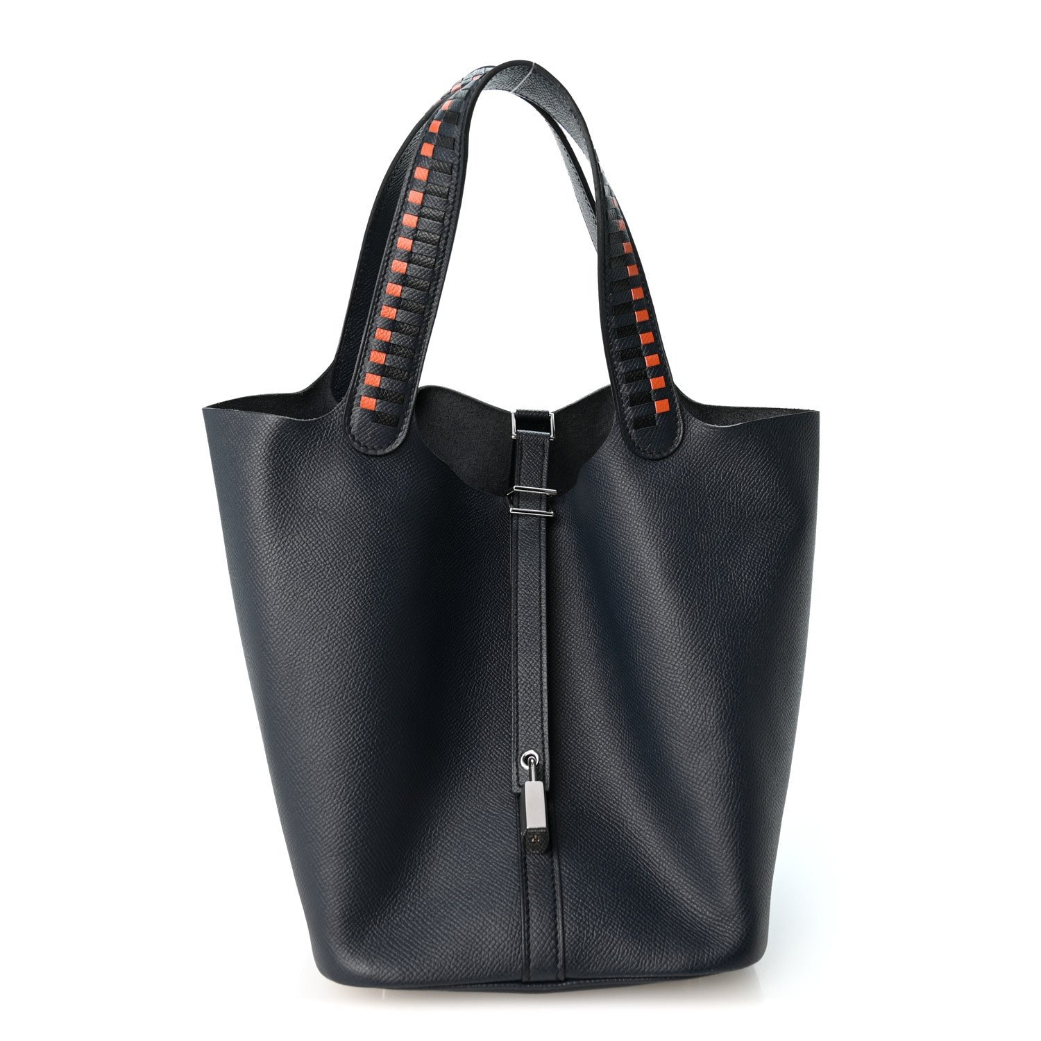 Hermes Hermes Epsom Tressage De Cuir Picotin Lock 22 MM Bleu Indigo Black Terre Battue