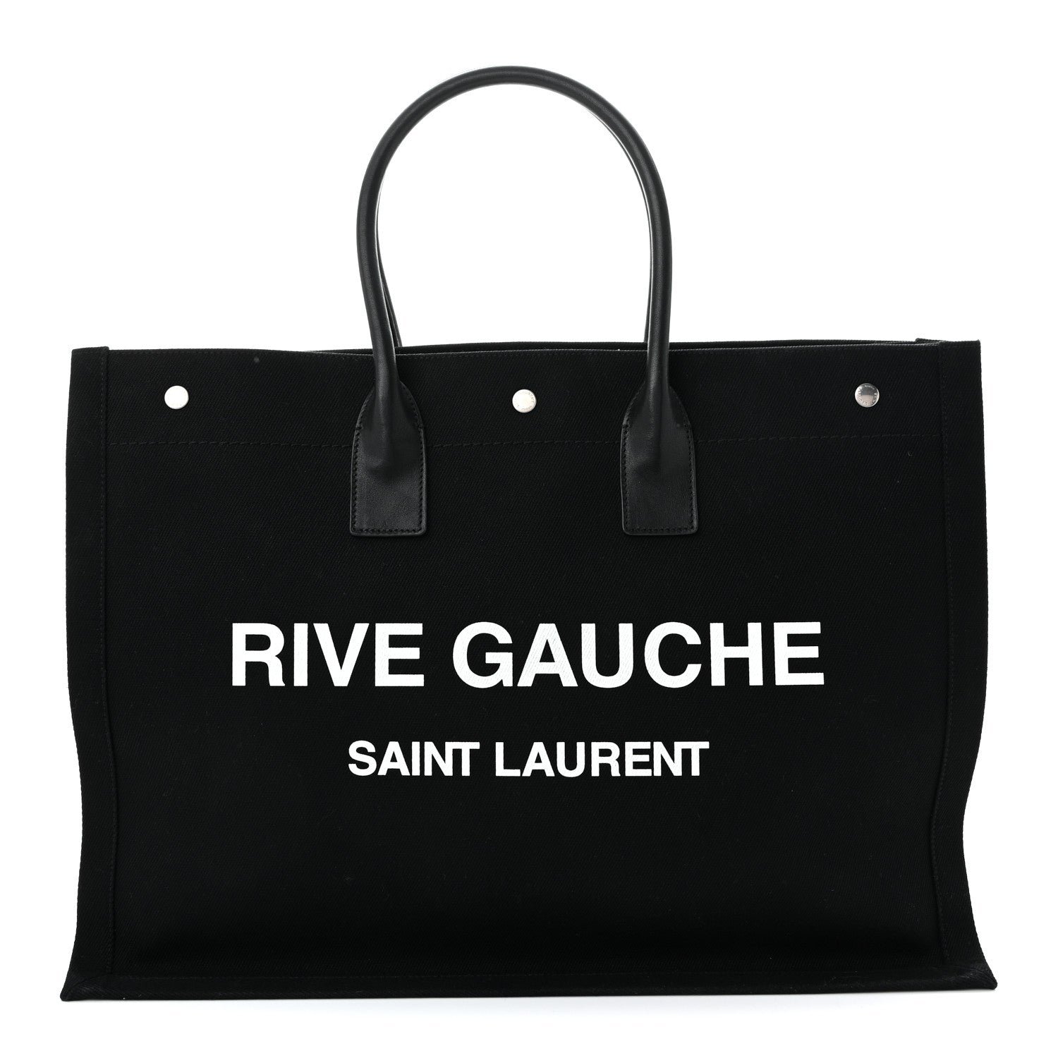 Saint Laurent Linen Calfskin Rive Gauche Tote Black
