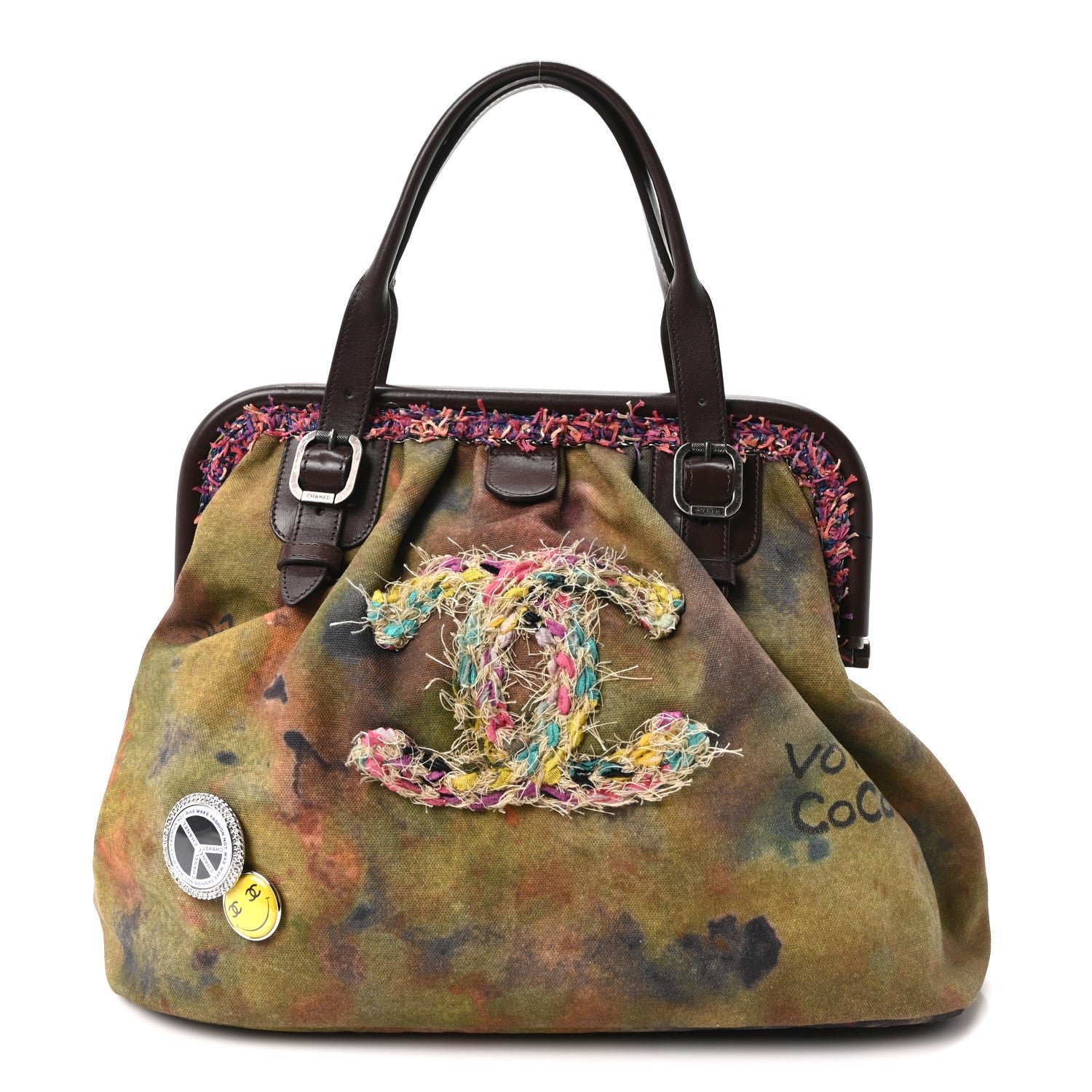 Chanel Washed Toile Graffiti On The Pavements Bowler Khaki Multicolor