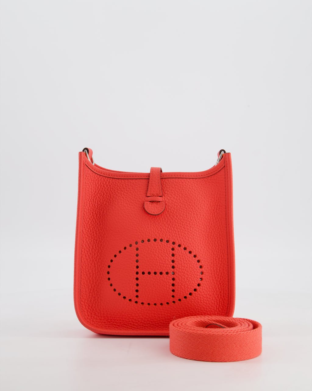 Hermès Mini Evelyne Bag in Rose Texas Clemence Leather with Palladium Hardware