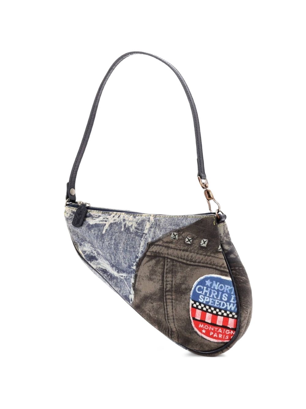 Vintage Saddle Bag Printed Denim Mini clutch bag