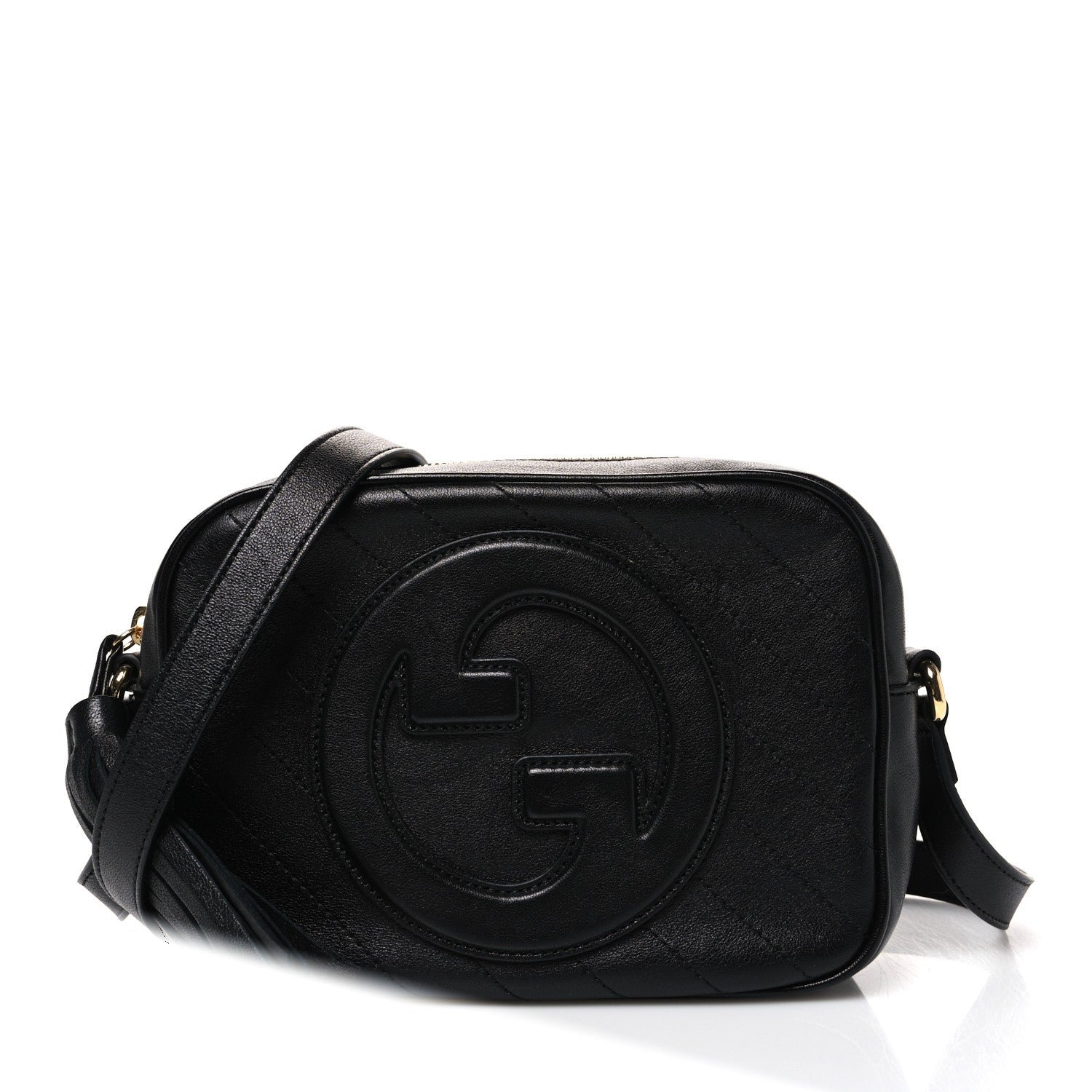 Gucci Sakai Be Green Calfskin Diagonal Stitched Small Blondie Shoulder Bag Black