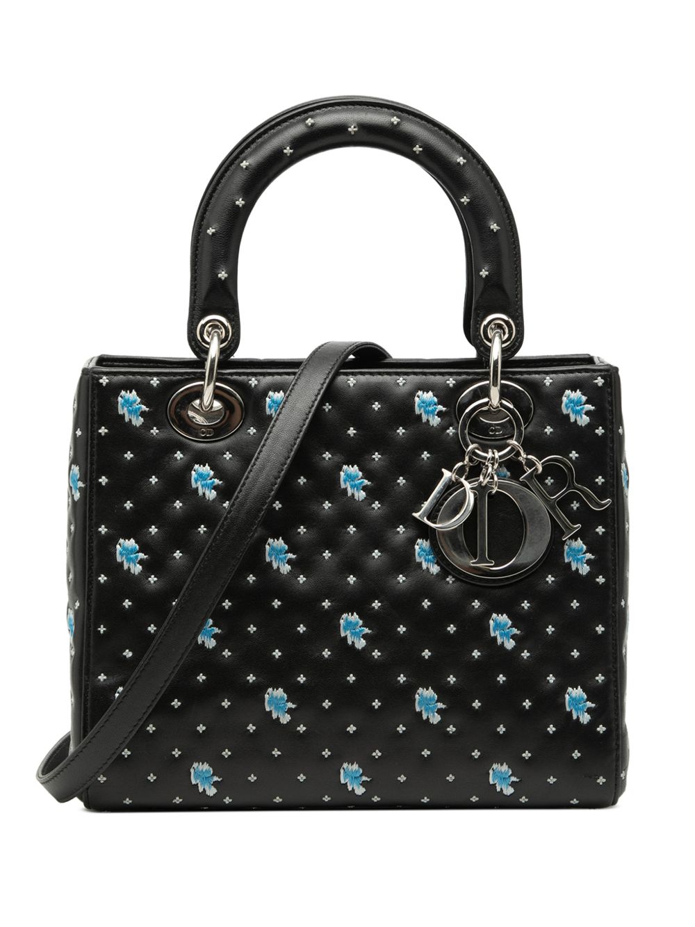 2015 Medium Calfskin Embroidered Flower Lady Dior satchel