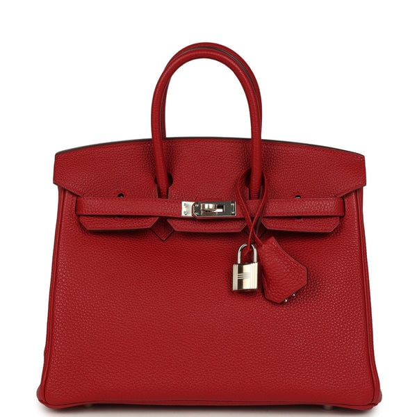 Hermes Pre-owned Hermes Birkin 25 Rouge Casaque Togo Palladium Hardware