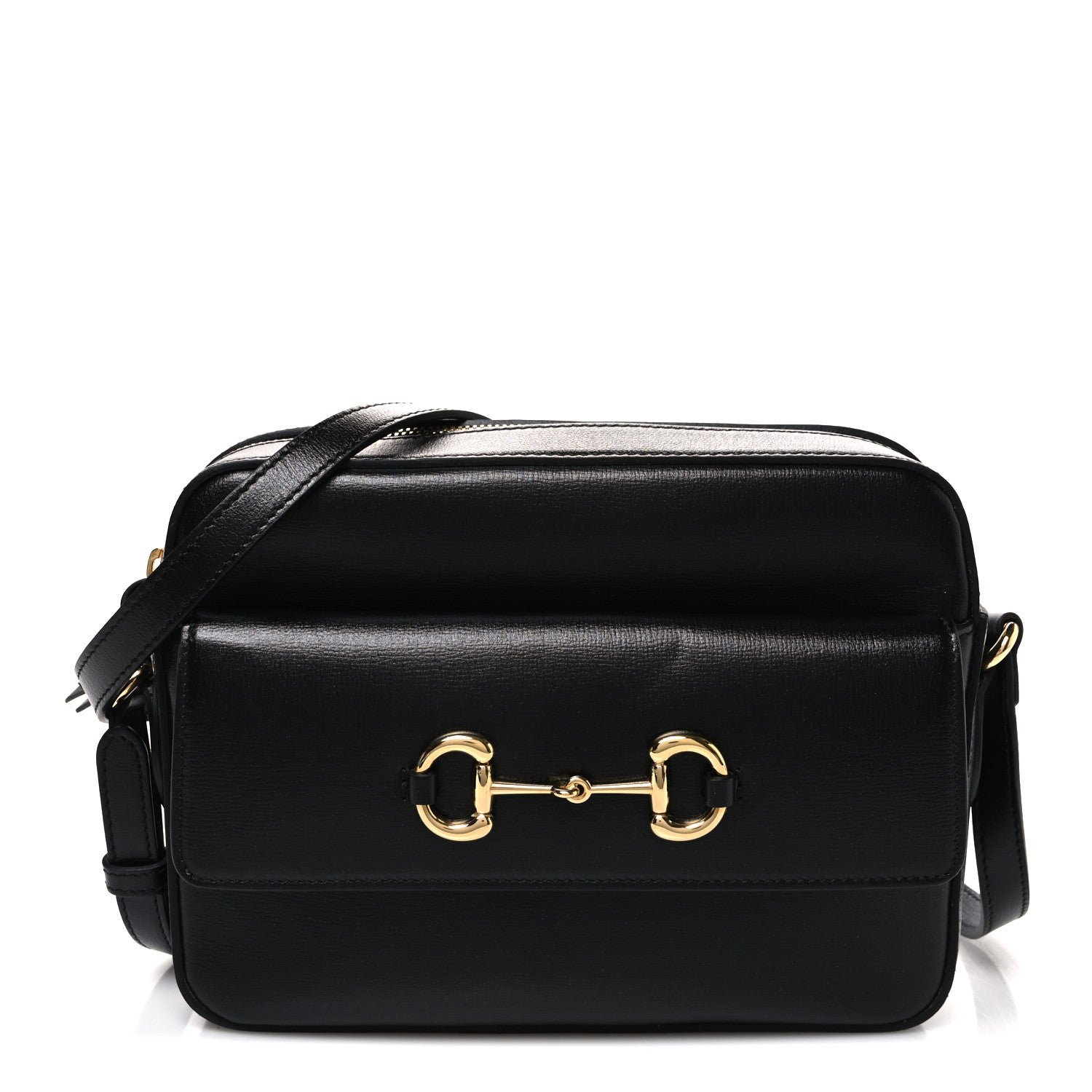 Gucci Textured Calfskin Small Horsebit 1955 Shoulder Bag Black
