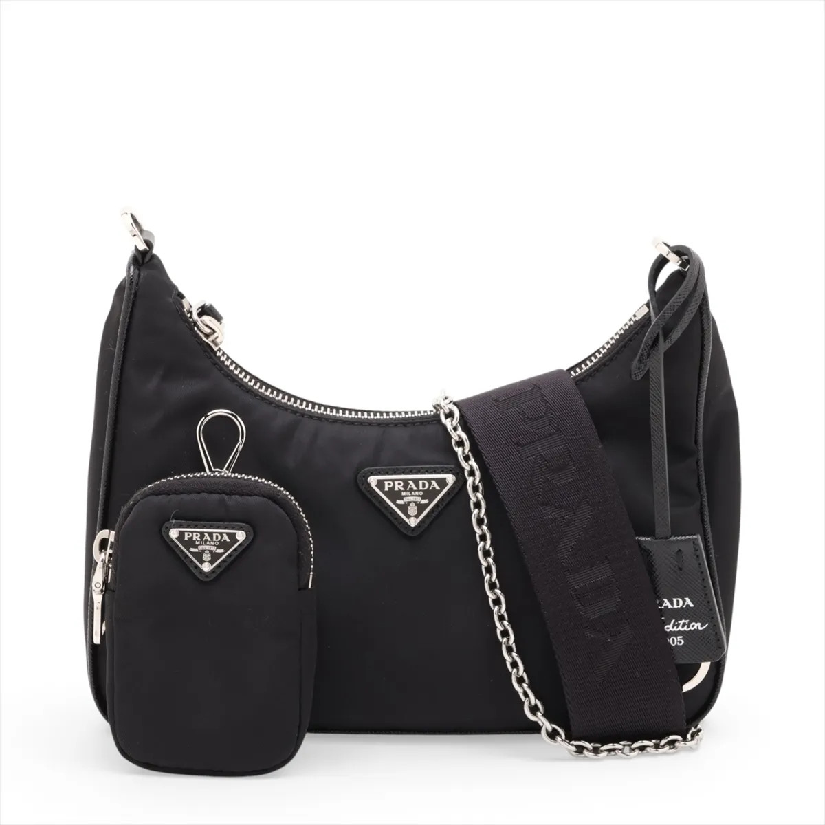 Prada Tessuto 1BH204 Nylon & Leather Shoulder bag Black