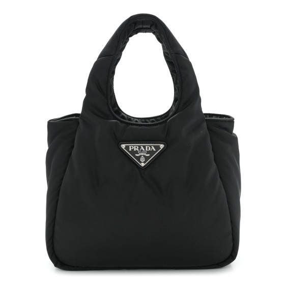 Prada Re-Nylon Soft Padded Small Double Handled Shoulder Bag Black