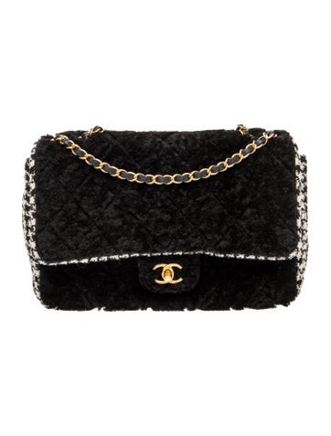 Classic Jumbo Houndstooth Shearling Flap Bag w/ Tags