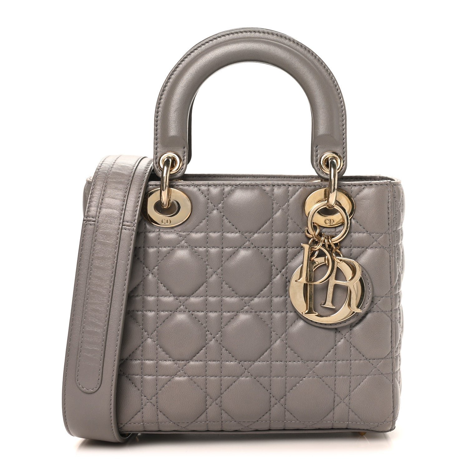 Christian Dior Lambskin Cannage Small My ABCDior Lady Dior Grey