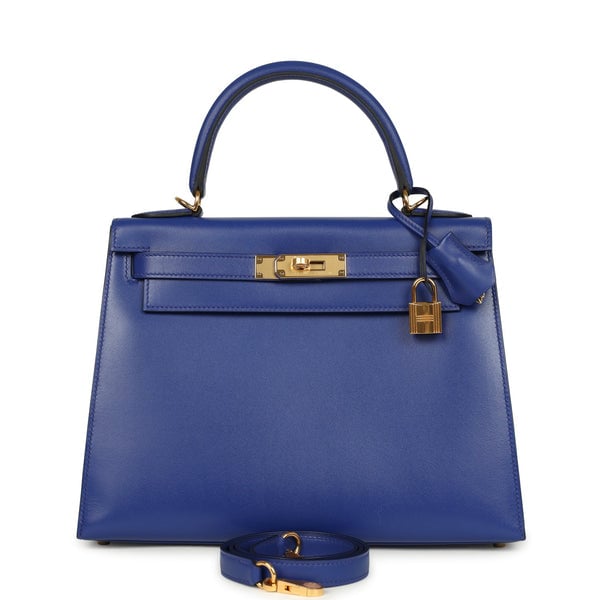 Hermes Hermes Kelly Sellier 28 Bleu Electric Tadelakt Gold Hardware
