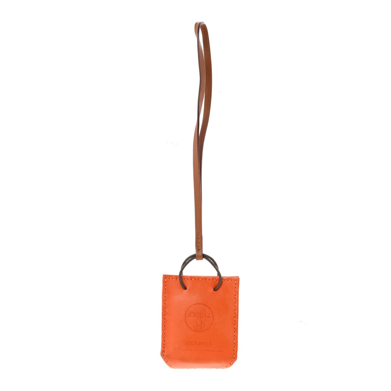 Hermes Milo Lambskin Swift Shopping Bag Charm Feu Gold
