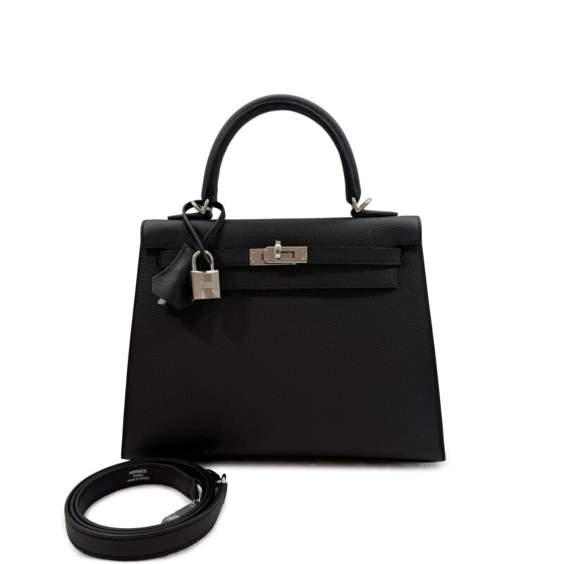 Black Epsom Kelly 25 Sellier Palladium Hardware, 2026