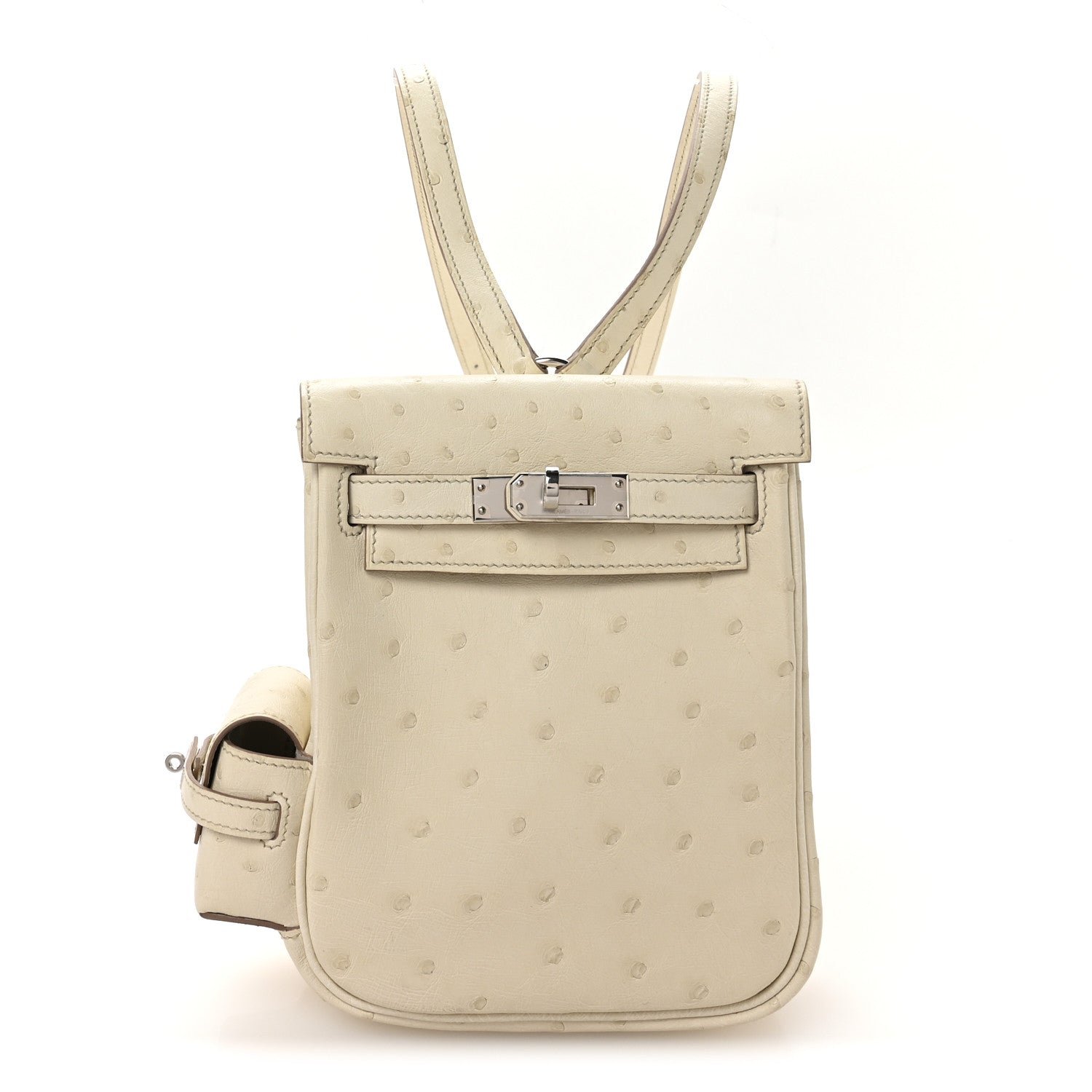 Hermes Ostrich Kelly Jump Backpack Beton