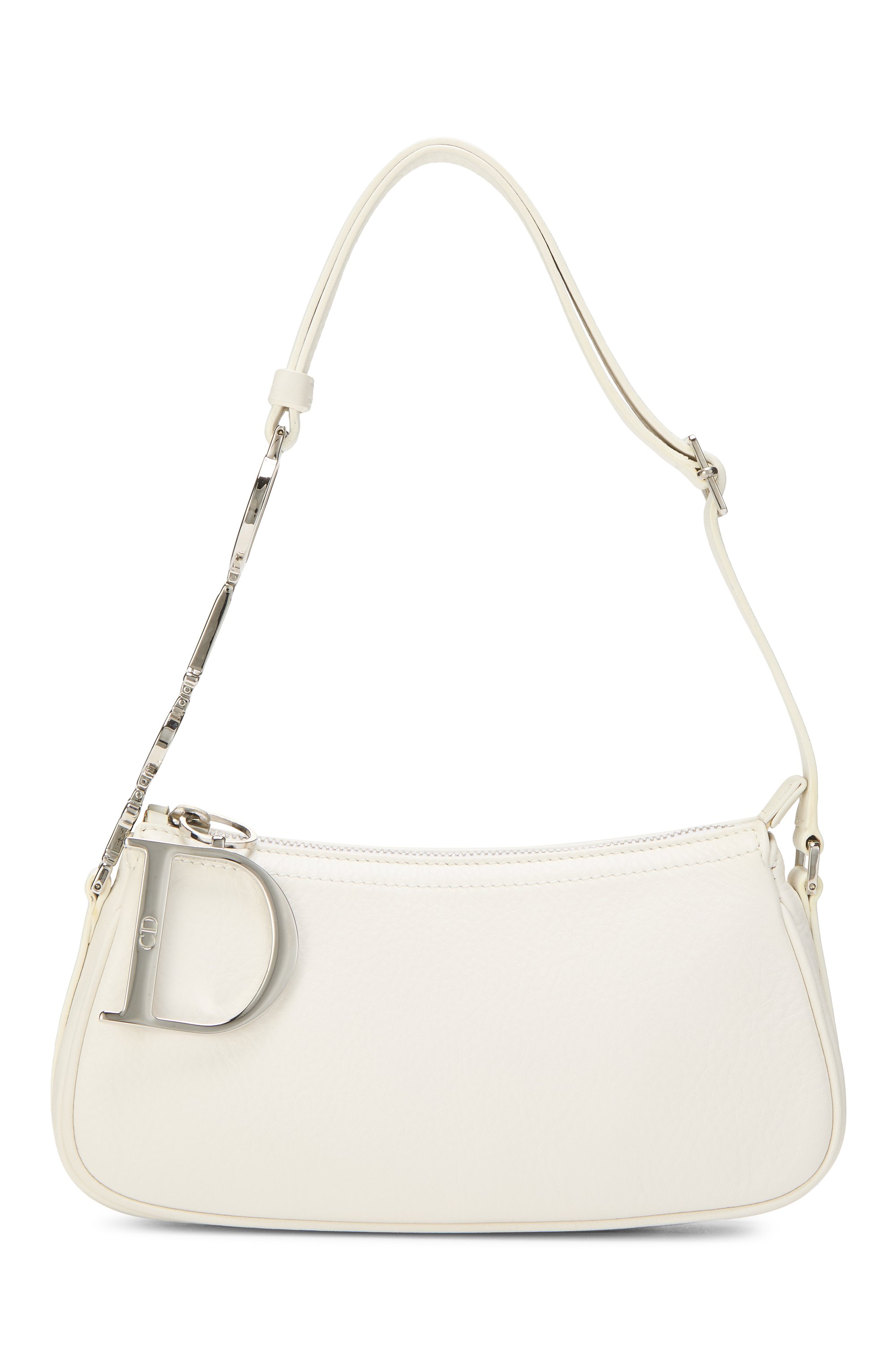 White Leather Charms Shoulder Bag