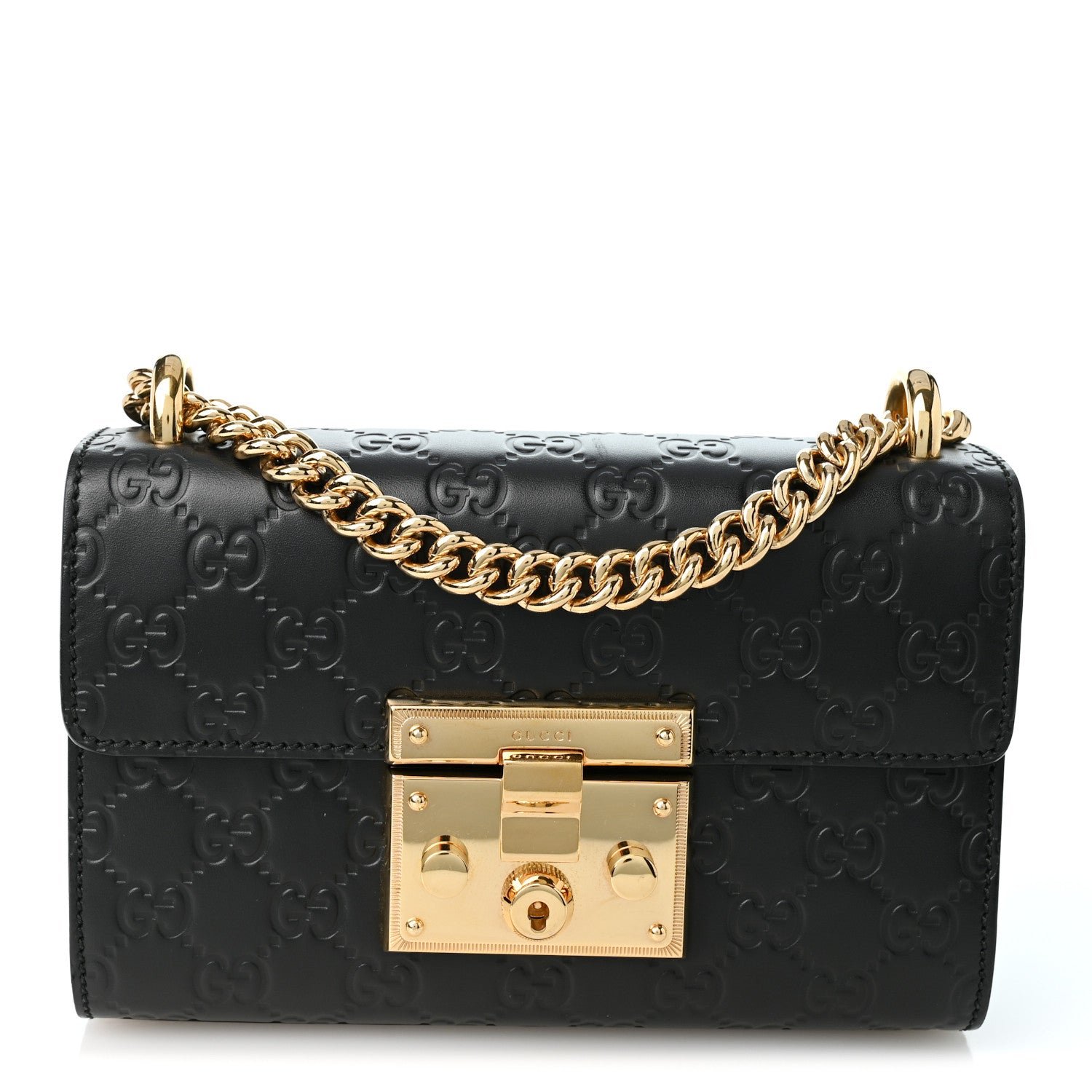 Gucci Guccissima Small Padlock Shoulder Bag Black