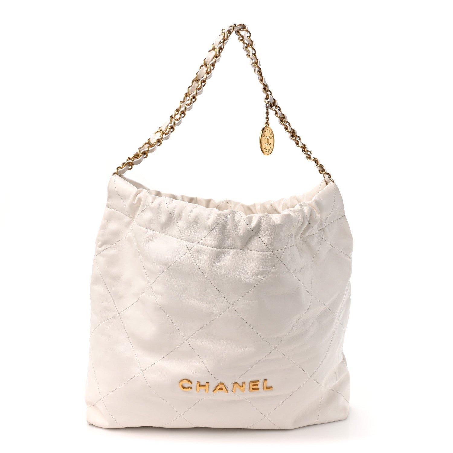 Chanel Shiny Calfskin Quilted Small Chanel 22 White