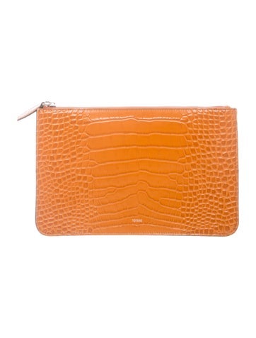 TOTEME Embossed Leather Croco-Embossed Threefold Clutch Mini