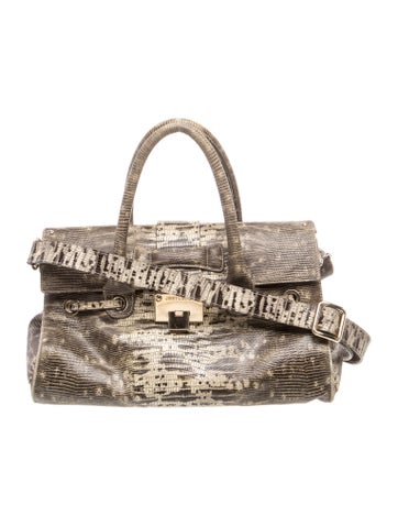 Embossed Leather Top Handle Bag
