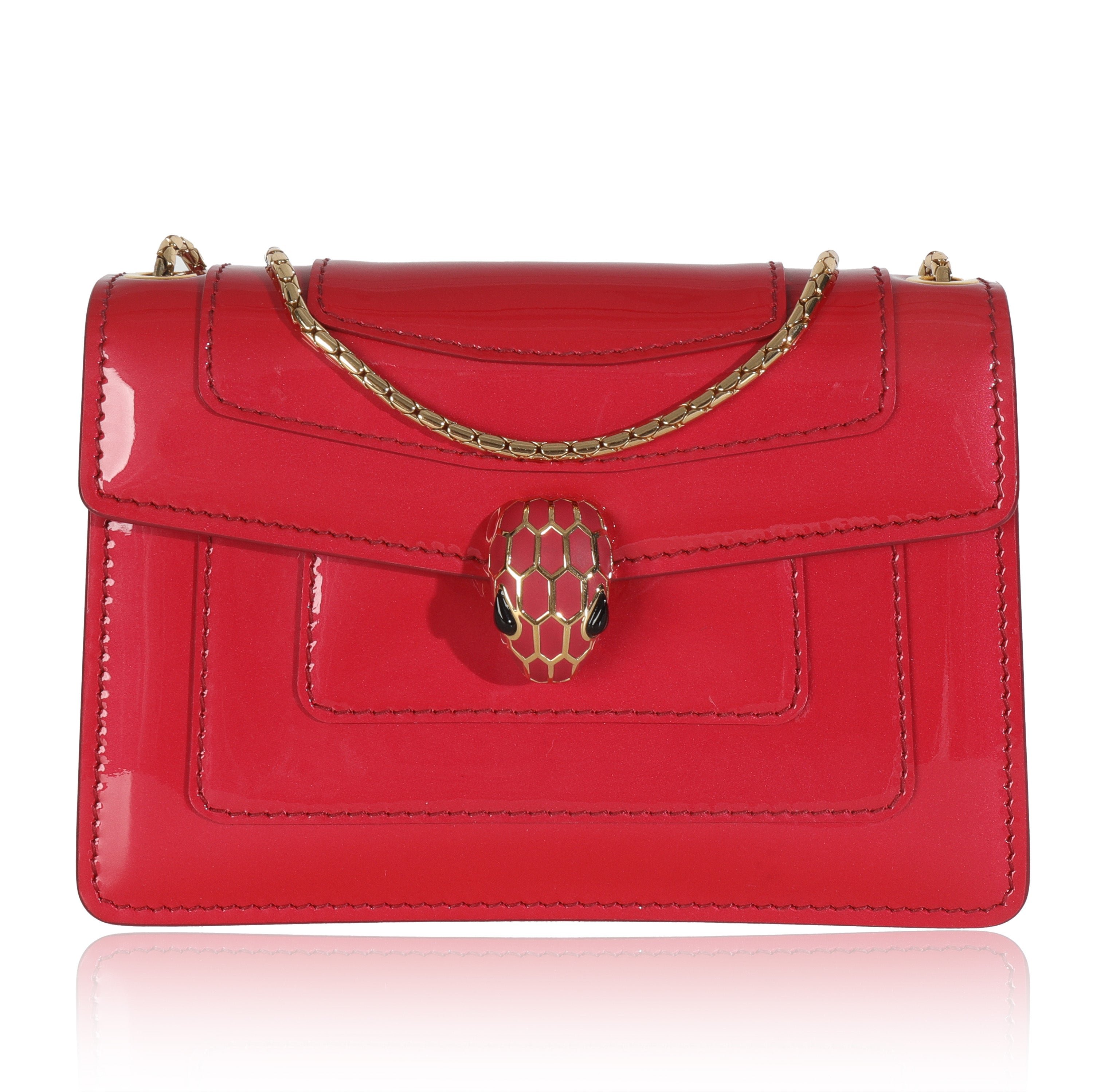 BVLGARI Bvlgari Dark Pink Patent Mini Serpenti Forever Crossbody