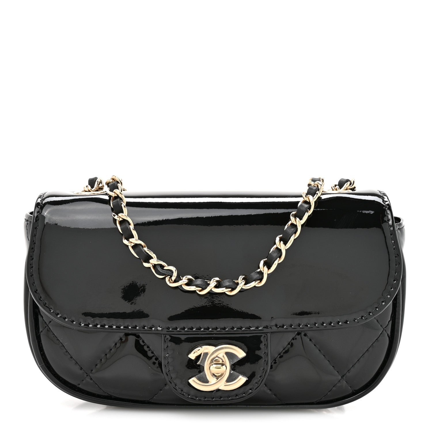 Chanel Chanel Patent Calfskin Quilted Mini Flap Black